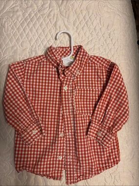 Toddler Orange Gingham Button-Up Shirt